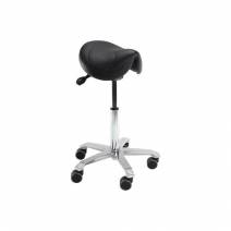 Taburete Jumper Asiento Fijo Ancho 5 Ruedas Negro