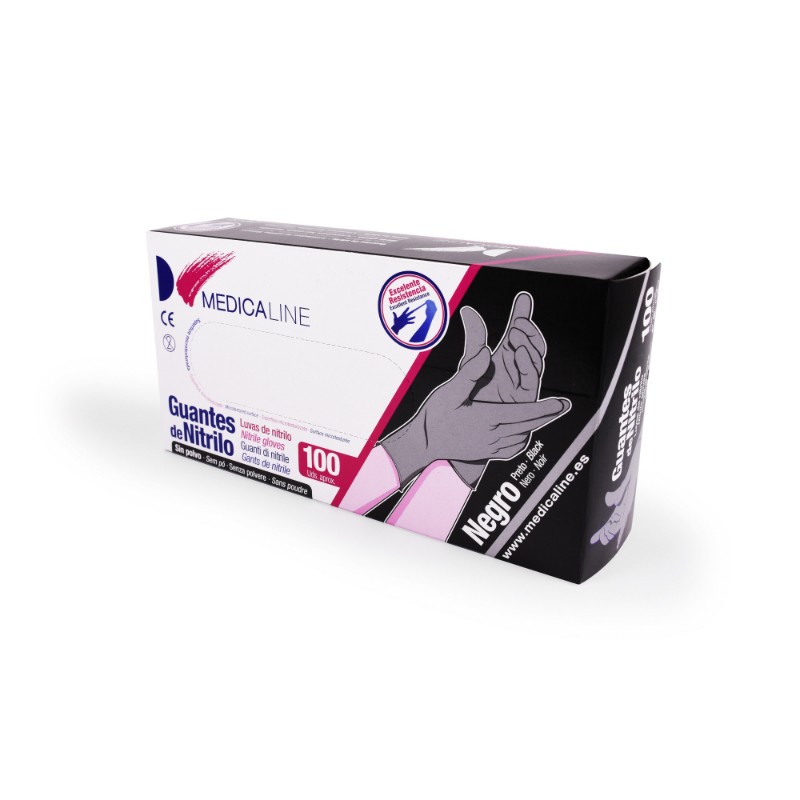 Guantes de Nitrilo Negro Caja 500 de Medicaline