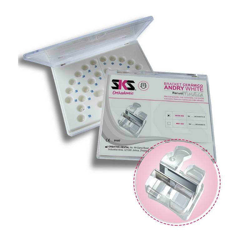 Brackets Estéticos Cerámicos Andry White Kit Ranura Metálica 20u SKS
