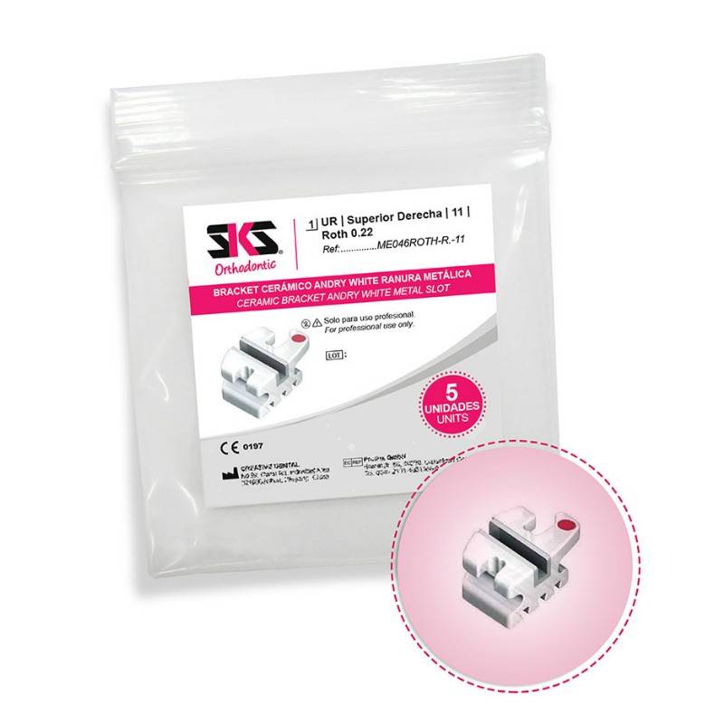 Bracket Estéticos Cerámicos ROTH 0.22 Andry White Ranura Metal 5u SKS