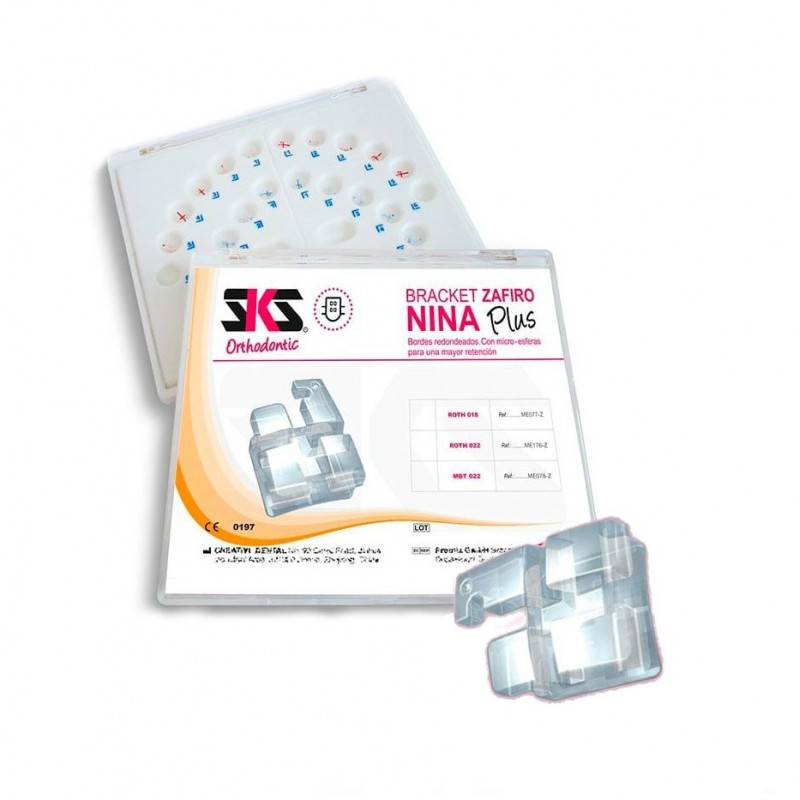 Bracket Estético de Zafiro Nina Plus Kit 20u MBT / ROTH de SKS Dental