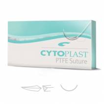 Cytoplast Sutura PTFE No Reabsorbible, USP 5-0, Aguja 3/8 Corte Reversible Premium 13 mm, Hebra 45cm, Caja 12 uds Osteogenics