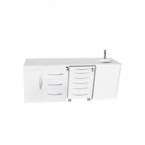 Mobiliario Modular Cuádruple, Encimera, Cajoneras, Lavabo y Grifo Automático a la Derecha Bader