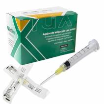 Jeringa de Irrigación 3ml con Aguja Salida Lateral Caja 100 unidades DentaFlux