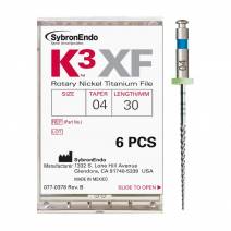 Limas Rotatorias K3XF Conicidad .04 Ni-Ti 30mm 6 uds Kerr Hawe