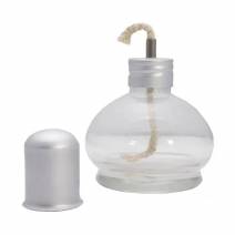 Lámpara de Alcohol de Cristal con Mecha y Tapa de Bader