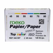 Puntas de Papel Top Color ISO 25mm Estéril Caja 120 unidades Roeko