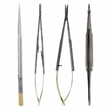 Kit Microcirugía 18cm TC / Acero, Pinzas, Porta-Agujas y Tijeras, Puntas Rectas, 4 piezas Masters