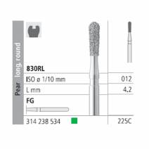 Fresas Diamante FG 225C Pera Larga Redonda, Grueso, Verde 830RL-012 L4,2 Caja 6u Intensiv