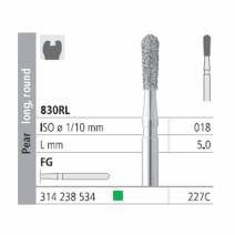 Fresas Diamante FG 227C Pera Larga Redonda, Grueso, Verde 830RL-018 L5 Caja 6u Intensiv