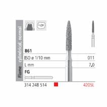 Fresas Diamante FG 4205L Llama Cilíndrica, Normal 861-011 Fino L7 Caja 6u Intensiv