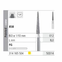 Fresas Diamante FG 50D14 Cono Punta 858-012 Extra Fino L8 mm Caja 6 uds Intensiv