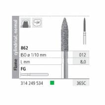 Fresas Diamante FG 365C Llama Cilíndrica, Normal 862-012 Grueso L8 mm Caja 6 uds Intensiv