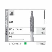 Fresas Diamante FG 405LC Llama Cilíndrica, Larga 863-012 Grueso L10 mm Caja 6 uds Intensiv