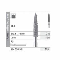Fresas Diamante FG 505L Llama Cilíndrica, Larga 863-016 Medio L10 mm Caja 6 uds Intensiv