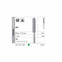 Fresas Diamante FG 321C Cilindro Redondo, Largo 881-011 Grueso L8 mm 6 uds Intensiv