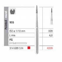 Fresas Diamante FG 40D9 Cono Puntiagudo Corto, Cuello Largo 955-009 Fino L4 6 uds Intensiv