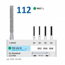 Fresa Diamante Turbina FG 112G Fig. 6837L Grueso, Cilindro Largo, Hombro Paralelo Clínica 5u Horico