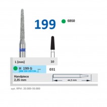 Fresa Diamante Pieza de Mano PM H 199G-031 Fig. 6850 Grueso, Redondo Cónico, Laboratorio 1 ud Horico