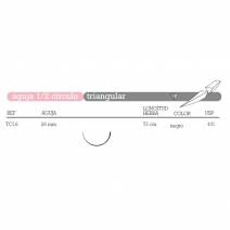Sutura Supramid TC-16 Aguja 1/2 Círculo Triangular 26mm USP 4/0 Hebra 75cm Negro, No Absorbible 36 uds Aragó
