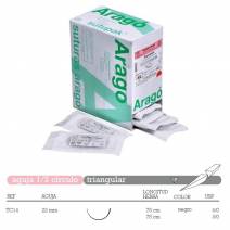 Sutura Multifilamento Supramid TC-14 Aguja 1/2 Circulo Triangular 22mm Hebra 75cm Negro No Absorbible 36u Aragó