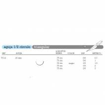 Sutura Seda No Absorbible TC-12 Aguja 1/2 Círculo Triangular 20mm Hebra 75cm Negra 12u Aragó