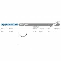 Sutura Seda TB-20 No Absorbible Aguja 3/8 Círculo Triangular 26mm USP 4/0 Hebra 75cm Negra 12u Aragó