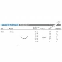 Sutura Seda TB-15 No Absorbible Aguja 3/8 Círculo Triangular 19mm Hebra 75cm Negra 12u Aragó