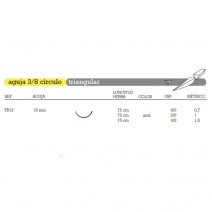 Sutura de Nylon Monofilamento 3/8 Azul 36uds Arago