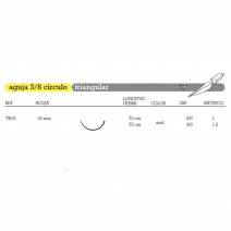 Sutura de Nylon No Absorbible Monofilamento TB-12 Aguja 3/8 Círculo Triangular 16mm USP 5/0 Hebra 45cm Azul 36uds Aragó