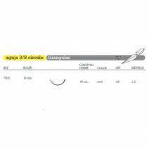 Sutura de Nylon No Absorbible TB-15 Aguja 3/8 Círculo Triangular 19mm USP 4/0 Hebra 45cm Azul, Monofilamento, 36uds Aragó