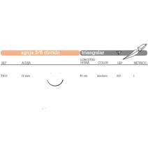 Sutura Poliglecaprona Absorbible TB15 Aguja 3/8 Círculo Triangular 19mm USP 5/0 Hebra 45cm Incolora 36u Aragó