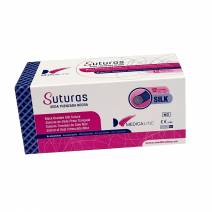 Sutura Seda Trenzada NO Absorbible Aguja 3/8 Círculo Triangular 19mm Hebra 75cm Negro Caja 12uds Estériles Medicaline