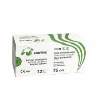Sutura Seda Trenzada Aguja 3/8 Círculo Corte Reverso 19mm Hebra 75cm Negro Caja 12uds Estériles Starline