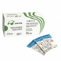 Sutura Seda Trenzada NO Absorbible Aguja 1/2 Círculo Triangular Corte Reverso 20mm Hebra 75cm Negro 12uds Estériles Starline