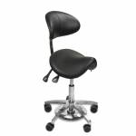 Taburete Poni con Respaldo y Asiento Inclinación Ajustable, Negro, Mestra