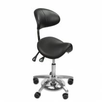 Taburete Poni con Respaldo y Asiento Inclinación Ajustable, Negro, Mestra